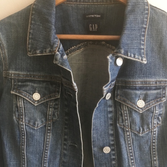 GAP stretch fit jean jacket in blue denim sz M - Picture 4 of 5